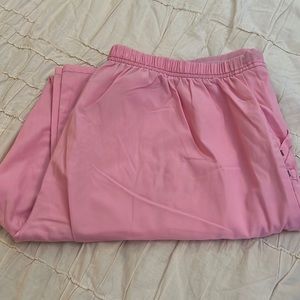 Pink w/grey stitch  Pants scrubs with drawstring and elastic waist and pockets